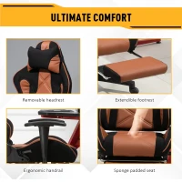 Vinsetto scaun rotativ si ajustabil pentru birou, negru si maro(m-5)