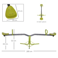 HOMCOM Leagan Basculant si Rotativ de Gradina pentru Copii in Metal, Verde si Gri(m-3)