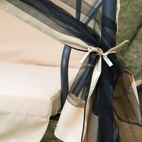 Outsunny Balansor Pat cu 3 locuri si Plasa de tantari, culoare Coffee(m-12)