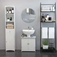 Homcom Masca Chiuveta Baie – MDF Alb, 2 Usi, 60×30×60 cm(m-2)