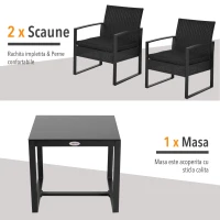 Outsunny set mobilier exterior, masa, scaune si perne, negru(m-6)
