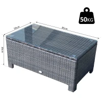 Outsunny masuta exterior, sticla securizata, 85x50x39cm, maro(m-3)