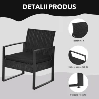 Outsunny set mobilier exterior, masa, scaune si perne, negru(m-7)