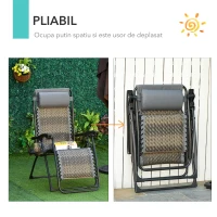 Outsunny Sezlong pentru a face plaja pentru Gradina Pliabil din Rattan si Otel(m-5)