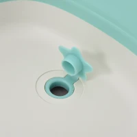 HOMCOM Baby Bath Tub Folding KId Tub Esthetic Basin with Non-Slip Support Leg Portable for 0-3 Years, Green(m-4)