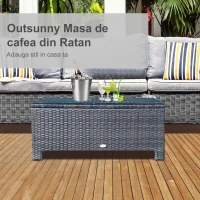 Outsunny masuta exterior, sticla securizata, 85x50x39cm, maro(m-9)