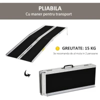 HomCom Rampa Antiderapanta pentru Scaun cu Rotile Pliabil Aluminiu, 183x72cm(m-7)