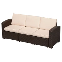Outsunny, canapea exterioara 3 locuri, 199x71x75 cm, maro(m-10)