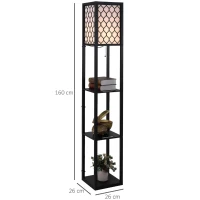 Homcom Lampa Pom 160 cm – Negru cu Rafturi pe 3 Niveluri(m-3)