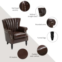 HomCom fotoliu vintage, imitatie piele, 73x76x89cm, maro(m-6)