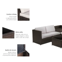 Outsunny Set Mobilier de Extern Canapea Componibila 8 Bucati in PE Rattan, Maro(m-9)