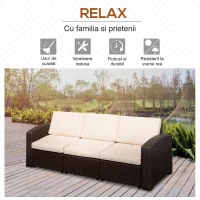 Outsunny, canapea exterioara 3 locuri, 199x71x75 cm, maro(m-6)