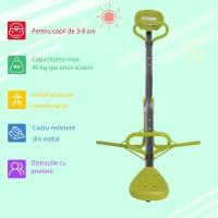 HOMCOM Leagan Basculant si Rotativ de Gradina pentru Copii in Metal, Verde si Gri(m-5)