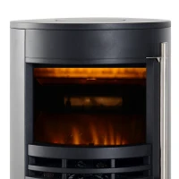 HOMCOM Șemineu Electric de Sol, Șemineu Rotund cu Putere de 900W/2000W și Efect de Flacără, 41x41x64,5 cm, Negru(m-8)