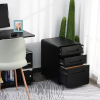 Vinsetto Lockable File Cabinet with 3 Drawers, Vertical Office Drawer for A4, Letter, Legal Size, Anti-tilt Design, Pre-Assembled Body, Black(m-9)