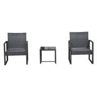 Outsunny set mobilier exterior, masa, scaune si perne, negru(m-4)