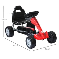 HOMCOM Go Kart cu Pedale pentru Copii 3 Ani, Rosu(m-3)