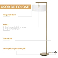 Lampa de podea moderna din metal si material textil HOMCOM E27 Inaltime 153 cm(m-6)