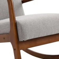 HOMCOM Fotoliu Tapitat din Lemn si Poliester Gri(m-12)