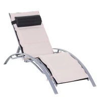 Outsunny Fotoliu sezlong de Gradina Fotoliu Relax Reclinabil din Aluminiu 170x64x80cm(m-1)