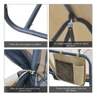 Outsunny Balansor Pat cu 3 locuri si Plasa de tantari, culoare Coffee(m-6)