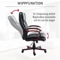HOMCOM® Drehstuhl Kunstleder Holz 65 x 65 x 107-116 cm Schwarz(m-5)