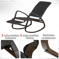 Outsunny® Schaukelstuhl Schwingsessel mit Fußstütze 3-fache Rückenlehne PE Rattan Schwarz(m-4)