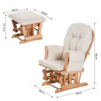HOMCOM® Schaukelstuhl zum Stillen Entspannungsstuhl Stillstuhl Relaxsessel mit Hocker und Armlehne 120 kg  Belastbarkeit Holz Kunstwildleder Natur B96 x T60 x H96cm(m-3)