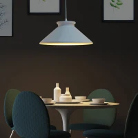 HOMCOM® Vintage Hängelampe | Deckenlampe | 40 W | Metall | ∅37 x 14,5 cm | Weiß(m-4)