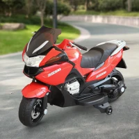 HOMCOM® Kinder-Motorrad Elektrofahrzeuge Motorrad für 3-8-jährige Kinder MP3 3-7 Km/h PP Rot 120×60×65 cm(m-4)