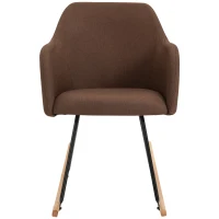 HOMCOM® Moderner Schaukelstuhl Liegestuhl Leinen Schaumstoff Metall Buche Braun(m-4)