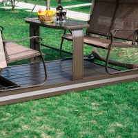 Outsunny Alu Hollywoodschaukel Gartenschaukel Pavillon Garten Schaukel 4 Person Tisch Braun(m-8)