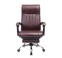 HOMCOM Bürostuhl mit Beinablage Chefsessel verstellbar Kunstleder dunkelbraun(m-3)