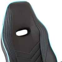 Vinsetto Bürostuhl Gaming Stuhl Drehstuhl Wippfunktion Höhenverstellbar Kunstleder Schwarz+Blau 62 x 69 x 112–121 cm(m-10)