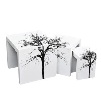 HOMCOM® 3er Set Beistelltisch Satztische Couchtisch Holz Tisch lackiert gebogen(m-5)