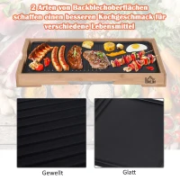 HOMCOM® Elektrogrill 2200W BBQ Tischgrill Partygrill 5 Temperaturen Metall Bambus(m-6)