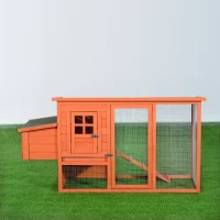 PawHut Kaninchenstall Kaninchenkäfig Hühnerstall Hühnerkäfig mit Freigehege Holz(m-7)
