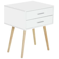 HOMCOM® Nachttisch Nachtschrank Nachtkommode Konsole Beistelltisch 2 x Schublade Holz 48 x 40 x 60 cm(m-1)