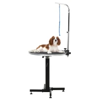 PawHut® Trimmtisch Tierpflegetisch runder Schertisch höhenverstellbar klappbar Schwarz(m-3)