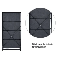 HOMCOM® Schubladenschrank Aufbewahrungsschrank mit 4 faltbaren Stoffschubladen Metallgestell + Holz + Leinen Grau 45 x 30 x 92 cm(m-6)
