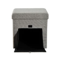 HOMCOM Faltbarer Sitzwürfel mit Stauraum Aufbewahrungsbox grau(m-3)