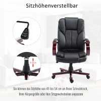 HOMCOM® Drehstuhl Kunstleder Holz 65 x 65 x 107-116 cm Schwarz(m-6)