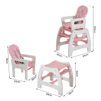 HOMCOM® 3 in 1 Kinderhochstuhl - Kombihochstuhl - Rosa-Weiß(m-2)
