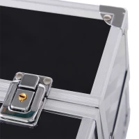 HOMCOM® Schmuckschatulle Schmuckkästchen Schmuckkasten Aluminium Acryl Silber 30 x 19,2 x 16 cm(m-10)