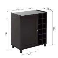 HOMCOM Weinschrank Küchenschrank 12 Flaschen mit Tablett Kaffeebraun(m-2)