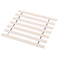 HOMCOM® Bettgestell Doppelbettrahmen Holzbett 15 Latten Erhöhte Beine Kiefernholz Braun 198 x 209 x 36 cm(m-6)