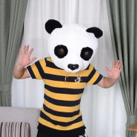 HOMCOM® Panda Tierkopfmaske | Einheitsgröße | Kostüm | Polyester | 44 x 40 x 36 cm | Weiß, Schwarz(m-1)