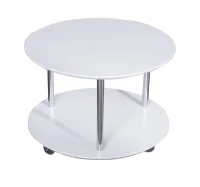 Beistelltisch Tisch Couchtisch Rund Ø56, 4cm MDF Wohnzimmertisch mit Räder schwarz/weiß Homcom (weiß)(m-3)