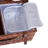 Outsunny® Picknickkorb für 4 Personen Picknickkoffer Picknickset mit Kühltasche Utensilien Glas Braun 54 x 34 x 20 cm(m-6)