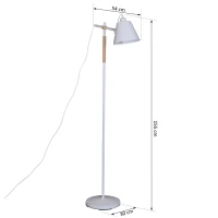 HOMCOM® Stehlampe verstellbar Standleuchte Stehleuchte 40W Metall + Holz weiß 54 x 30 x 155 cm(m-2)